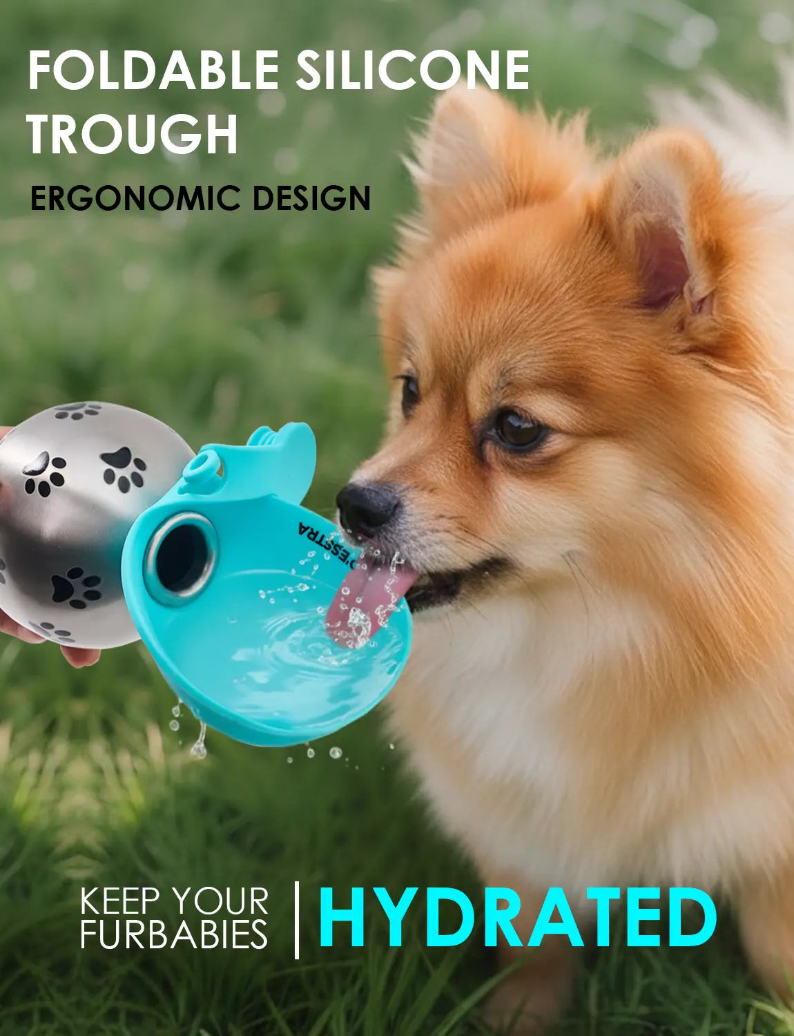 Stainless Steel Pet Water Bottle with Drinking Basin - 285Ml Leak-Proof Mess-Free Travel Bottle for Dogs, Perfect for Walks & Road Trips, Mess-Free Water Bottles