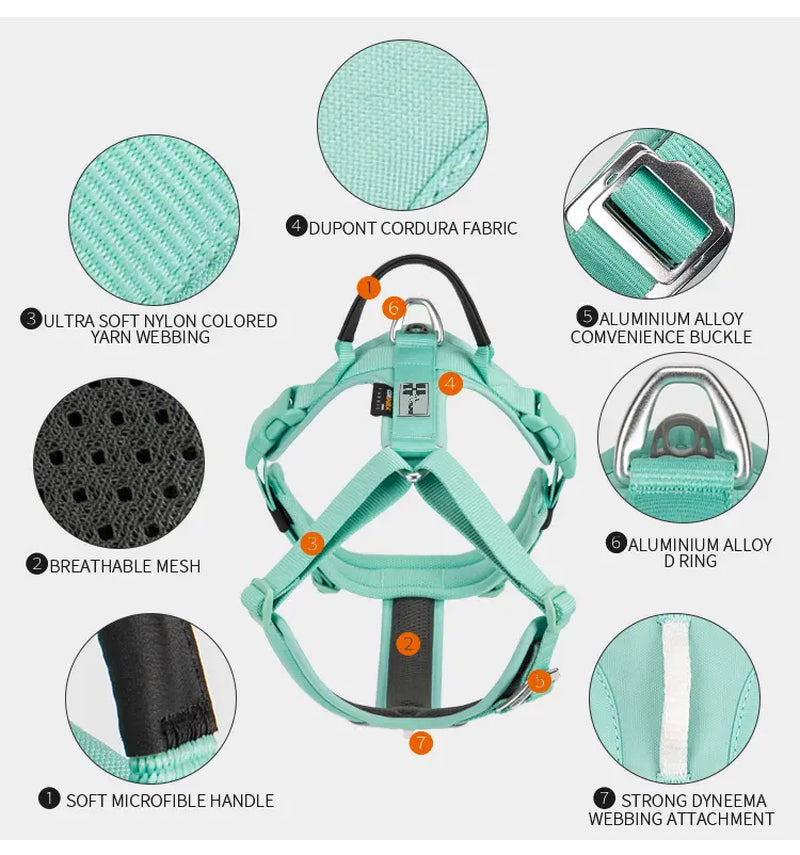 Pet Harness No Pull Reflective Dog Harness for Small Medium Large Dog Vest Adjustable Breathable Padded Outdoor Travel Dog Accessories Great for Walking & Training
