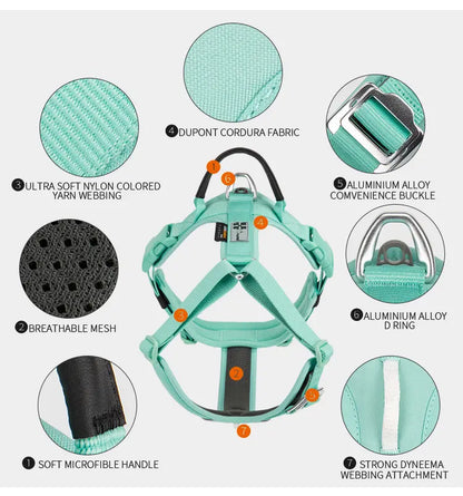 Pet Harness No Pull Reflective Dog Harness for Small Medium Large Dog Vest Adjustable Breathable Padded Outdoor Travel Dog Accessories Great for Walking & Training